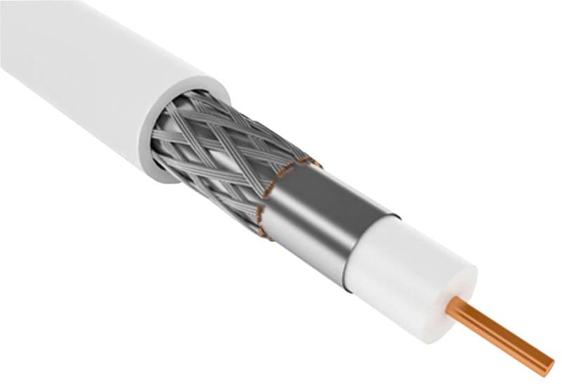 Кабель коаксиальный RG6 75Ом FPE PVC медный бел. (100м) GENERICA CC3-R6F1-111-100-G