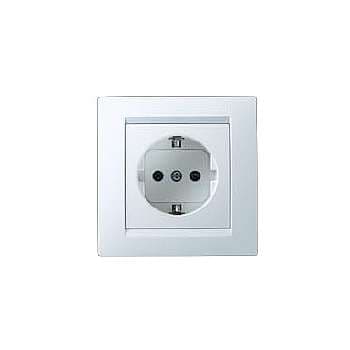 Розетка 1-м СП Simon15 16А IP20 с заземл. бел. Simon 1590432-030