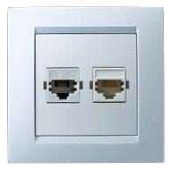 Розетка компьютерная + телефонная 2-м СП Simon15 RJ45 + RJ11 IP20 бел. Simon 1590590-030