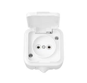 Розетка 1-м ОП 16А IP54 с заземл. с крышкой бел. Bylectrica РА16-296