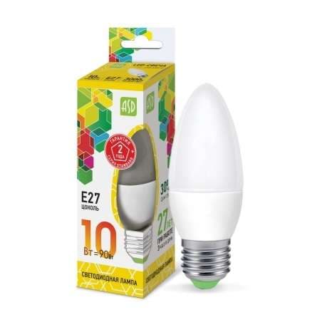 Лампа светодиодная LED-СВЕЧА-std 10Вт свеча матовая 3000К тепл. бел. E27 900лм 210-240В ASD 4690612015538