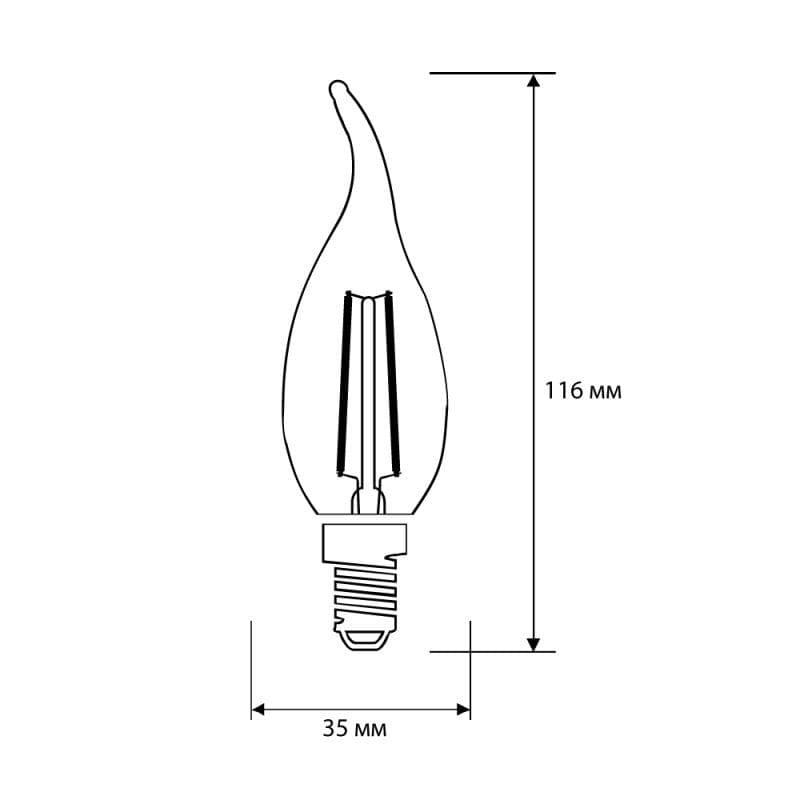 Лампа светодиодная филаментная LED12-CW35-FL/830/E14 12Вт свеча прозрачная 3000К тепл. бел. E14 207-244В Camelion 13710