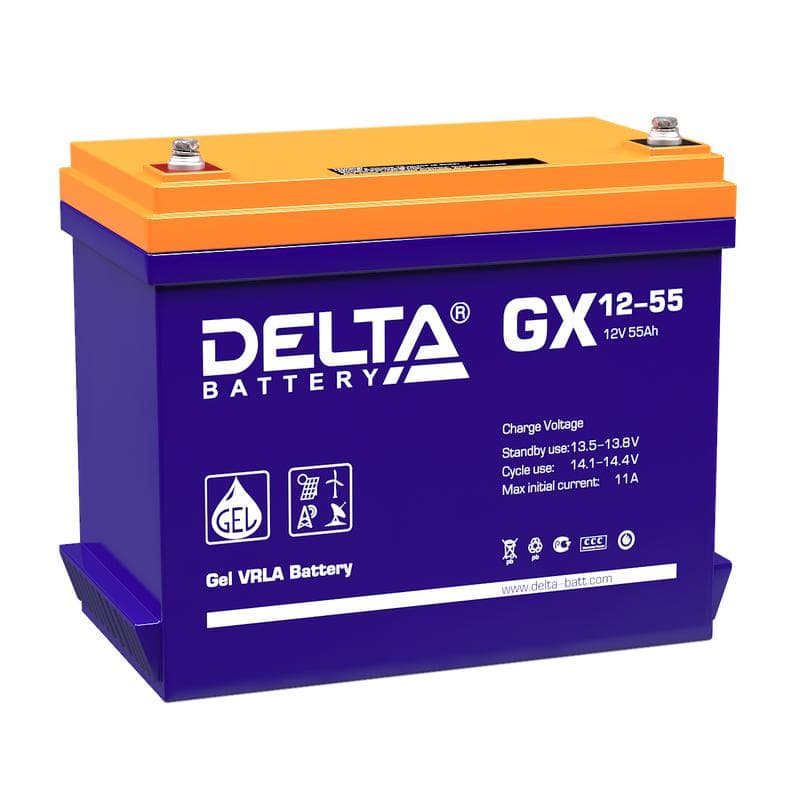Аккумулятор 12В 55А.ч GX 12-55 Delta 4614010170021