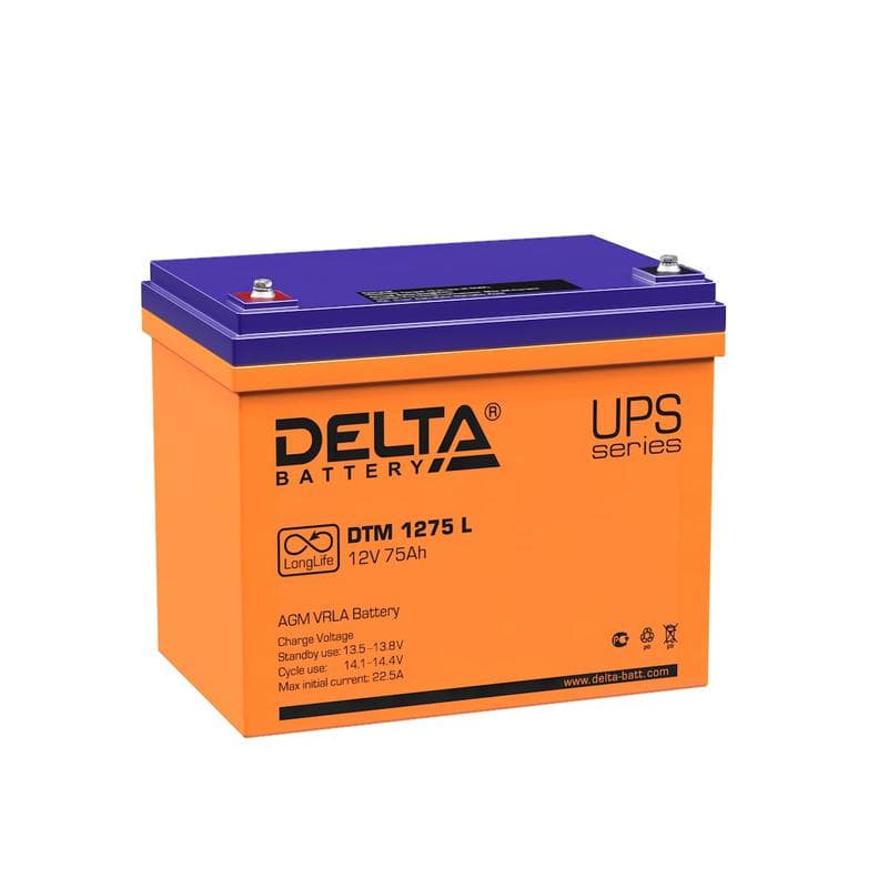 Аккумулятор UPS 12В 75А.ч DTM 1275 L Delta 4614010640013
