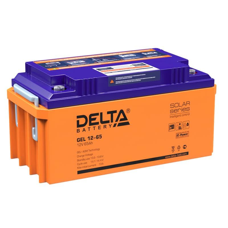 Аккумулятор GEL 12В 65А.ч GEL 12-65 Delta 4614010140010