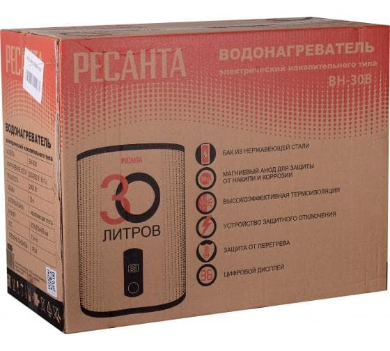 Водонагреватель накопительный ВН-30В Ресанта 74/5/1