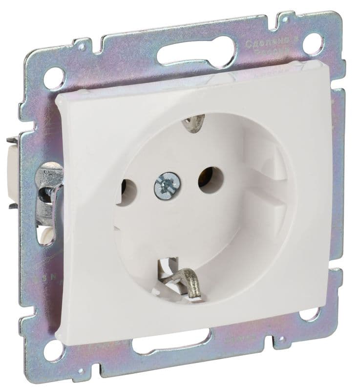 Розетка 1-м СП Valena 16А IP21 2P+E с заземл. немецк. стандарт механизм бел. (DIY-упак.) IEK 694280