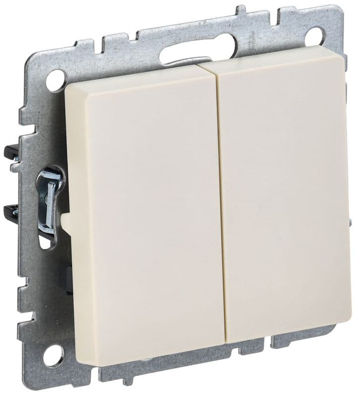 Выключатель 2-кл. СП BRITE ВС10-2-0-БрКр 10А механизм беж. IEK BR-V20-0-10-K10