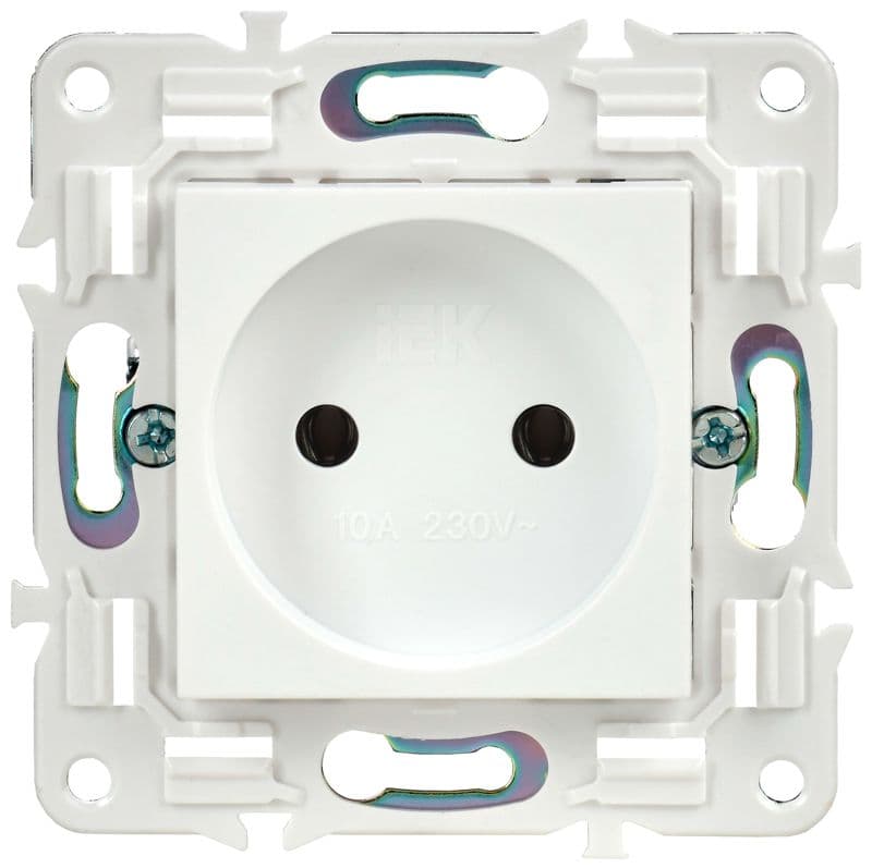 Розетка SKANDY 10А без заземл. без защ. шторок SK-R02W арктич. бел. IEK SK-R10-10-K01