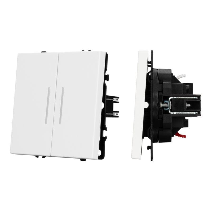 Механизм звонкового выключателя двухклавишный LED SWT-NOBE-MKR2-SFPL-L-WH 230В 10А бел. кварц Arlight 061745(1)