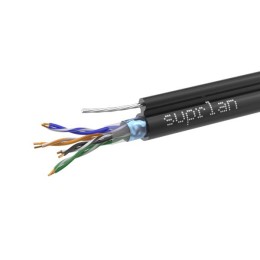 Кабель витая пара F/UTP кат.5E 4х2х24AWG solid Cu PE OUTDOOR Premium трос черн. (уп.305м) SUPRLAN 01