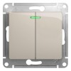 Выключатель 2-кл. СП Glossa 10А IP20 (сх. 5а) 10AX с подсветкой механизм молочн. SE GSL000953