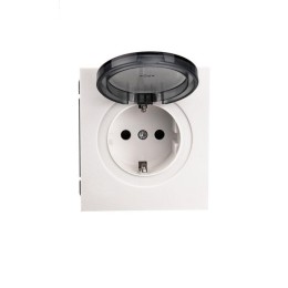 Розетка 1-м СП STRONG MIELE 16А с заземл. защ. шторки и крышкой жемчуж. Kranz KR-78-0702-4