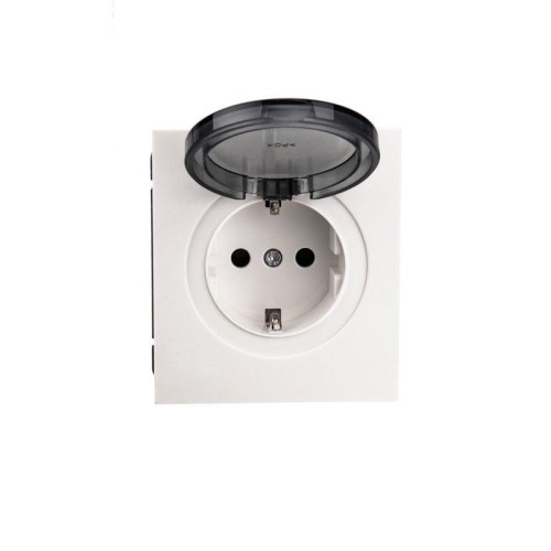 Розетка 1-м СП STRONG MIELE 16А с заземл. защ. шторки и крышкой жемчуж. Kranz KR-78-0702-4