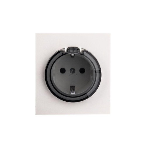 Розетка 1-м СП STRONG MIELE 16А с заземл. защ. шторки и крышкой жемчуж. Kranz KR-78-0702-4