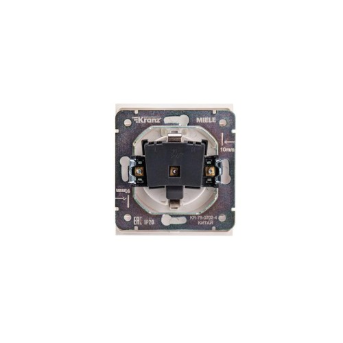 Розетка 1-м СП STRONG MIELE 16А с заземл. защ. шторки и крышкой жемчуж. Kranz KR-78-0702-4