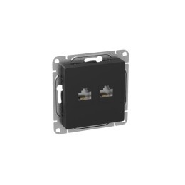 Розетка компьютерная 2-м СП Эпика RJ45 кат.5 механизм черн. EKF UP1-SOB-2RJ45-5