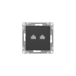 Розетка компьютерная 2-м СП Эпика RJ45 кат.5 механизм черн. EKF UP1-SOB-2RJ45-5