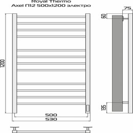 Полотенцесушитель Axel black П12 500х1200 электро встроен. диммер Royal Thermo НС-1433998