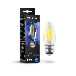 Лампа светодиодная Crystal Candle 5Вт 4000К E27 DIM Voltega 8463