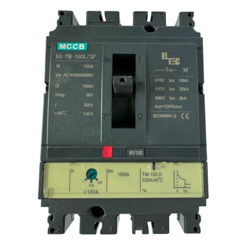 Выключатель автоматический MCCB BA-TM-160L/3P 100А (термомагнитый ТМ ICU:50KA) ELTEC 1200100
