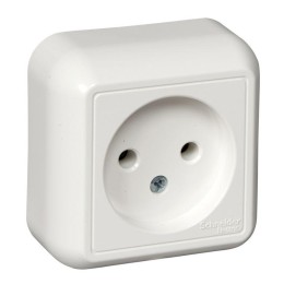 Розетка 1-м ОП Прима 10А IP20 250В без заземл. без защ. шторок с монтаж. пластиной бел. (опт. упак.)