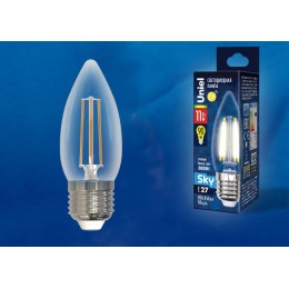 Лампа светодиодная LED-C35-11W/3000K/E27/CL PLS02WH Sky прозр. картон Uniel UL-00005166