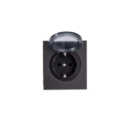 Розетка 1-м СП STRONG MIELE 16А с заземл. защ. шторки и крышкой антрацит Kranz KR-78-0702-5