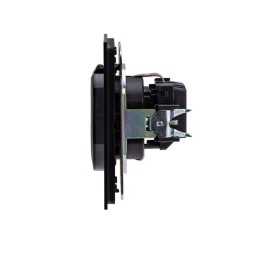 Розетка 1-м СП STRONG MIELE 16А с заземл. защ. шторки и крышкой антрацит Kranz KR-78-0702-5