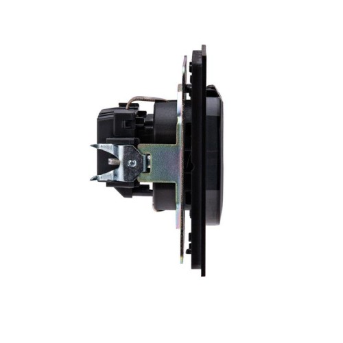 Розетка 1-м СП STRONG MIELE 16А с заземл. защ. шторки и крышкой антрацит Kranz KR-78-0702-5