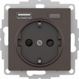 Розетка AtlasDesign 16А с 2-мя заряд. устройствами USB тип A+C 5В/2.4А 2х5В/1.2А механизм мокко SE A