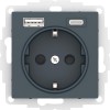 Розетка AtlasDesign 16А с 2-мя заряд. устройствами USB тип A+C 5В/2.4А 2х5В/1.2А механизм изумруд SE
