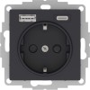 Розетка AtlasDesign 16А с 2-мя заряд. устройствами USB тип A+C 5В/2.4А 2х5В/1.2А механизм карбон SE