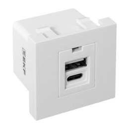 Розетка USB 2-м A+C 2.1А без индикатора бел. EKF E2MR2-21USB-10-AC
