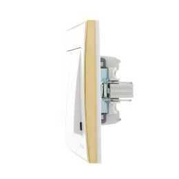 Выключатель 2-кл. СП Rain 10А IP20 с зол. боковой вставкой бел. LEZARD 703-0226-101