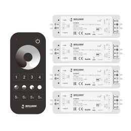 Диммер SMART-SET-PWM-101-72-DIM-PD-SUF Black (5-36В 1х8А x4 ПДУ 13кн 2.4G) IP20 пластик INTELLIGENT