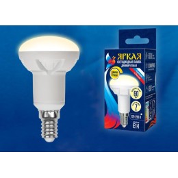 Лампа светодиодная LED-R50 7W/3000K/E14/FR/DIM PLP01WH Яркая 7Вт матовая 3000К тепл. бел. E14 диммир