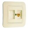 Розетка компьютерная 2-м СП Lillium 16А IP20 кат.5E + гнездо крем./крем. Makel 70235