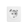 Розетка 1-м СП ROUND MIELE 16А с заземл. защ. шторки с USB A+C быстрой зарядки 5В/3А перламутр Kranz