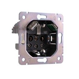 Розетка 1-м СП ROUND MIELE 16А с заземл. защ. шторки с USB A+C быстрой зарядки 5В/3А перламутр Kranz