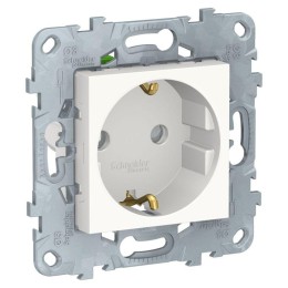 Розетка 1-м СП 2мод. Unica New 16А IP21 250В с заземл. защ. шторки быстрозажим. клеммы механизм бел.