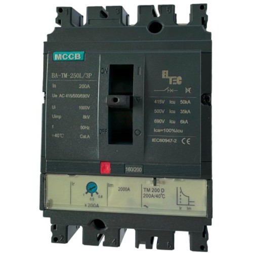 Выключатель автоматический MCCB BA-TM-250L/3P 200А (тепломагнитый ТМ ICU:50KA) ELTEC 1200200