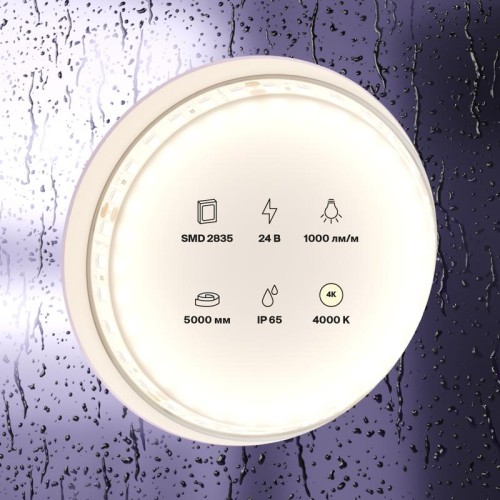 Лента светодиодная 24В 2835 9.6Вт/м 4000К IP65 (уп.5м) Maytoni 10146