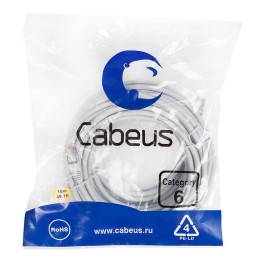 Патч-корд F/UTP кат.6 PC-FTP-RJ45-Cat.6-15m-LSZH 2хRJ45/8p8c экранир. LSZH 15м сер. Cabeus 7914c