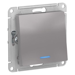 Переключатель проходной 1-кл. СП AtlasDesign 10А IP20 (сх. 6а) 10AX с подсветкой механизм алюм. SE A
