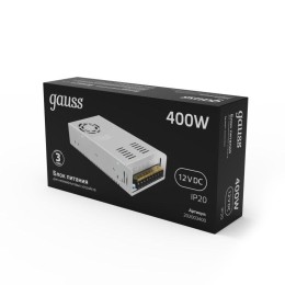 Блок питания для светодиодной ленты Black 400Вт 12В IP20 (драйвер) GAUSS 202003400