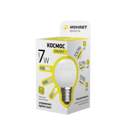 Лампа светодиодная GL45 7Вт 220В E27 3000К 3 уровня яркости Космос Smart LksmLEDSD7wGL45E2730