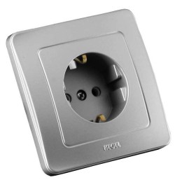 Розетка 1-м СП Мастер 16А IP20 250В с заземл. серебр. HEGEL РС16-311-06