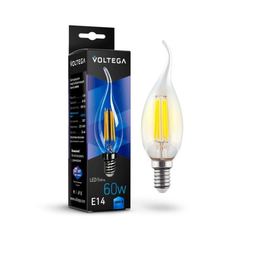Лампа светодиодная Crystal Candle wind 6Вт 4000К E14 Voltega 7018