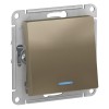 Переключатель проходной 1-кл. СП AtlasDesign 10А IP20 (сх. 6а) 10AX с подсветкой механизм шампань SE